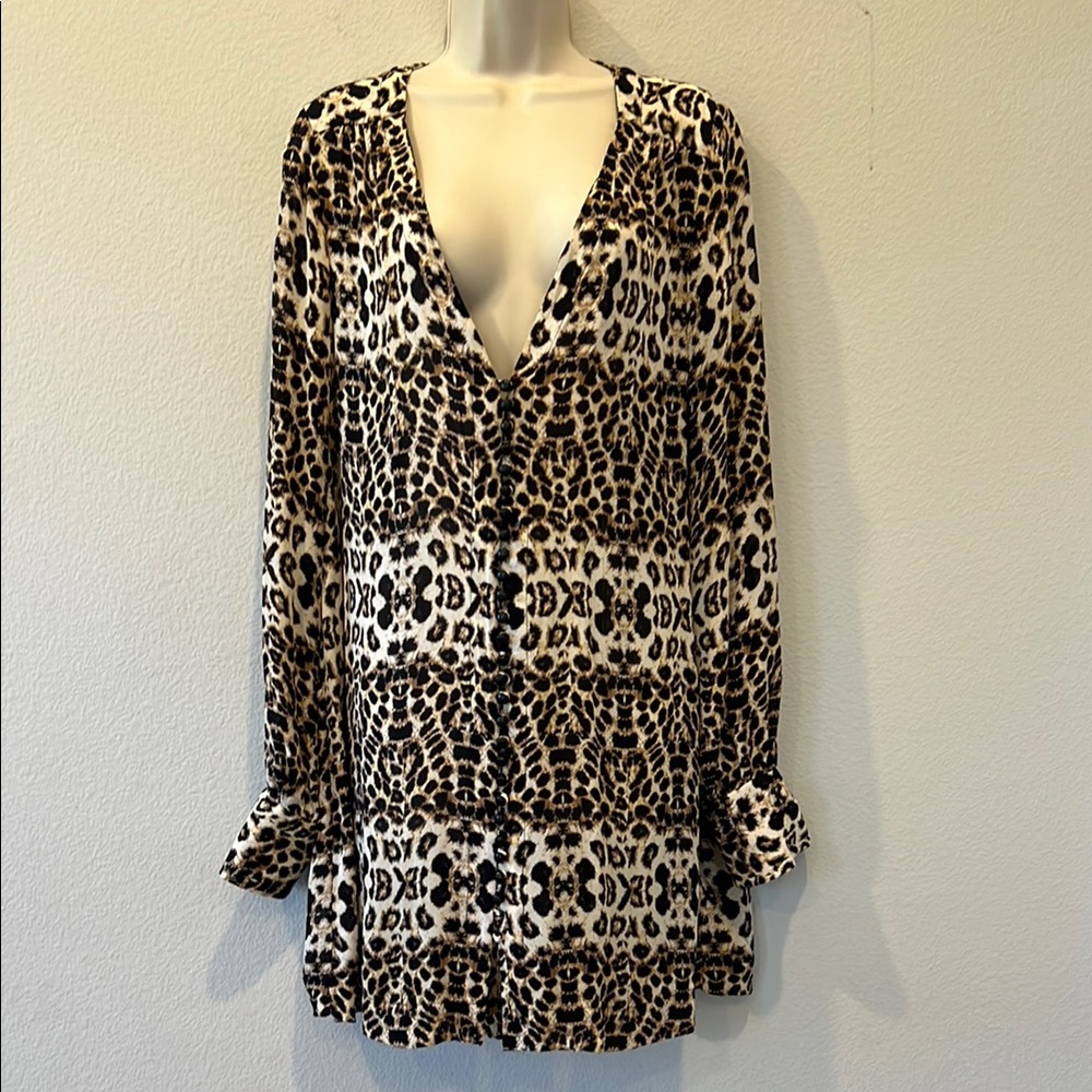A.L.C. 100% Silk Leopard Print Tunic Dress